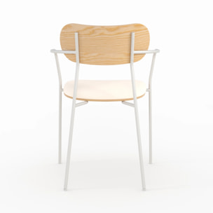 Lot de 2 chaises en tissu beige et placage en bois clair - Marine