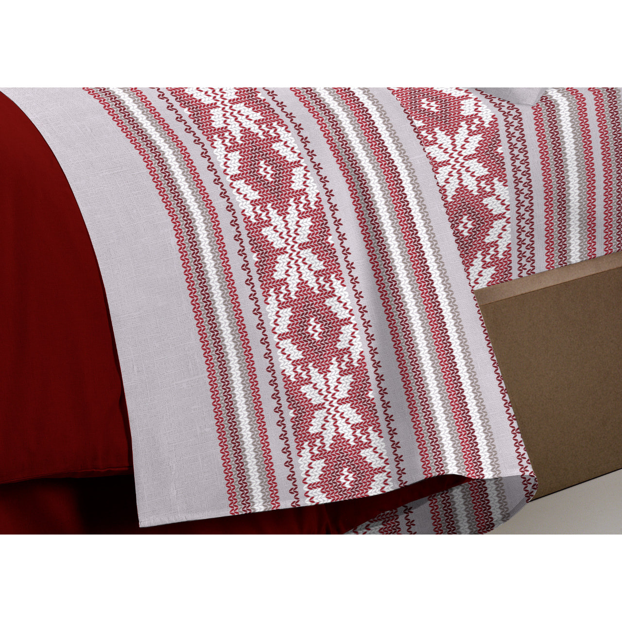 Completo Lenzuola in 100% Cotone Made In Italy Norvegia Rosso