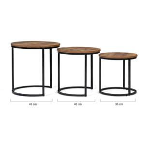 Tables basses rondes gigognes Elize - lot de 3