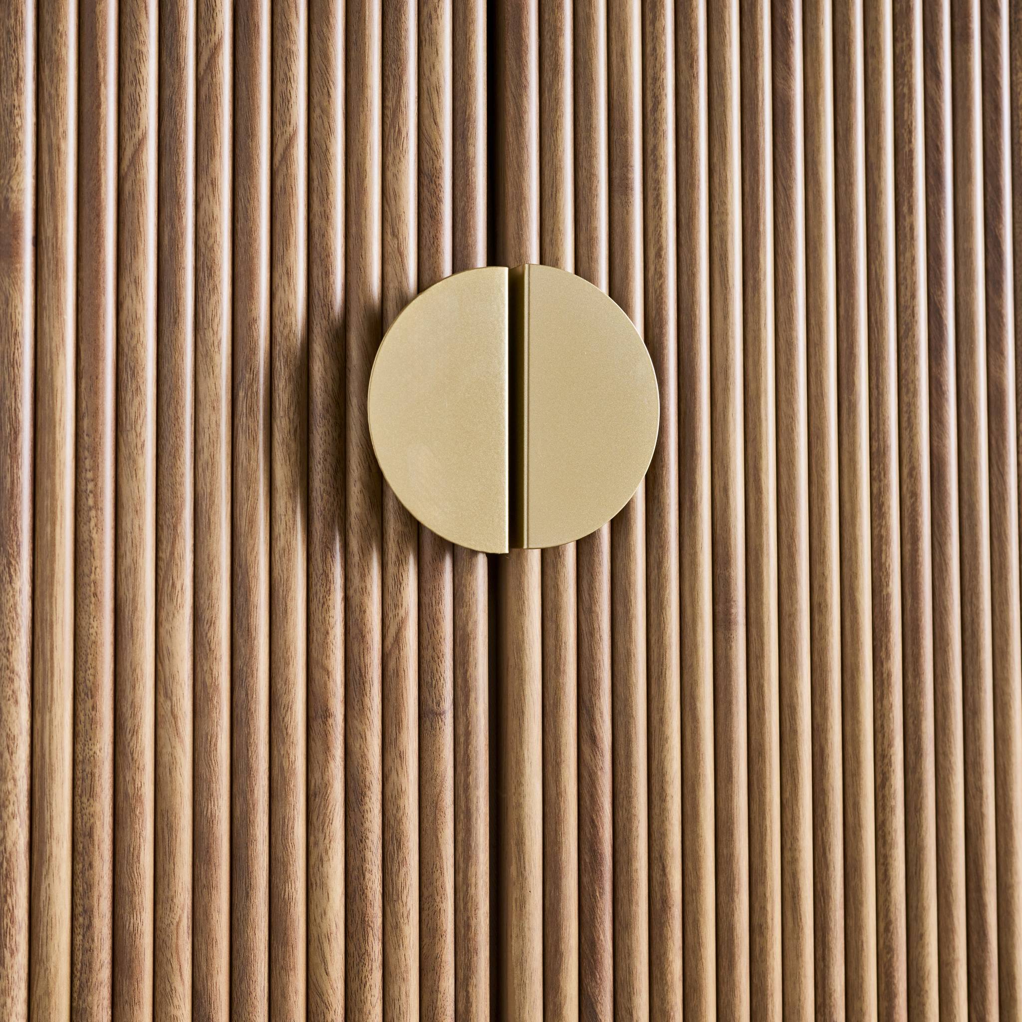 Dressing décor bois de manguier rainuré 2 portes - 90 x 59 x 179.5 cm - Celian