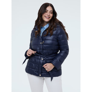 Fiorella Rubino - Piumino trapuntato con cintura annodata - Blu