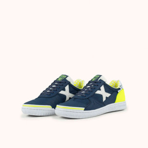 MUNICH G-3 KID 459 Zapatilla de Fútbol Sala Infantil Azul Marino y Amarillo Flúor