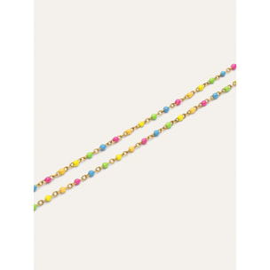 Cavigliera Double Dots Neon Enamel Acciao Placcato Oro