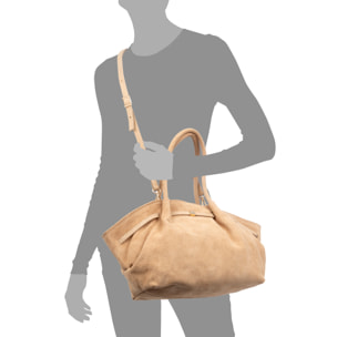 Baradili borsa a spalla donna. Pelle scamosciata autentica.