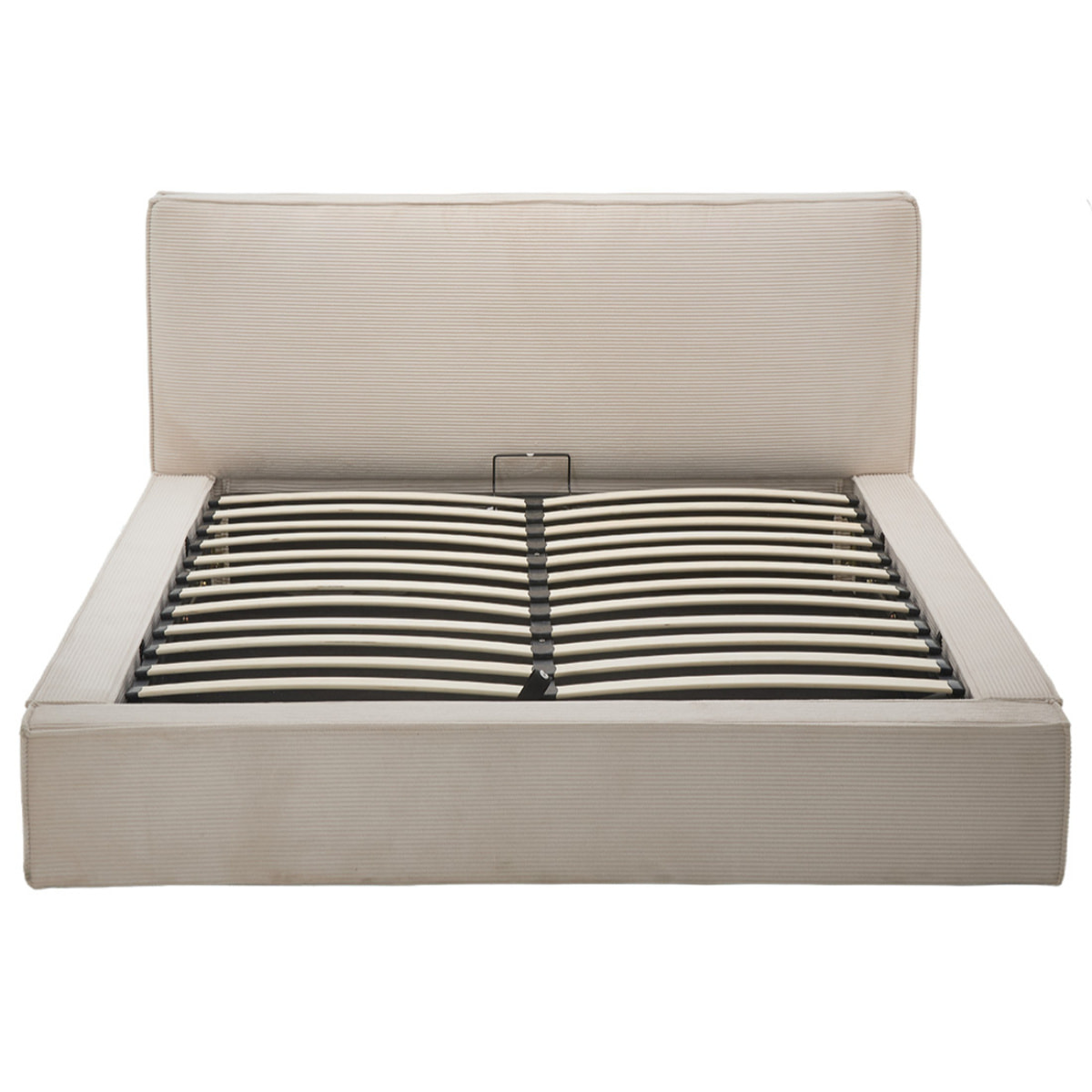 Topaze - lit coffre - 160x200 cm - sommier inclus - velours côtelé - Beige