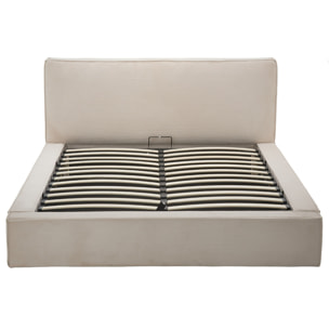 Topaze - lit coffre - 160x200 cm - sommier inclus - velours côtelé - Beige