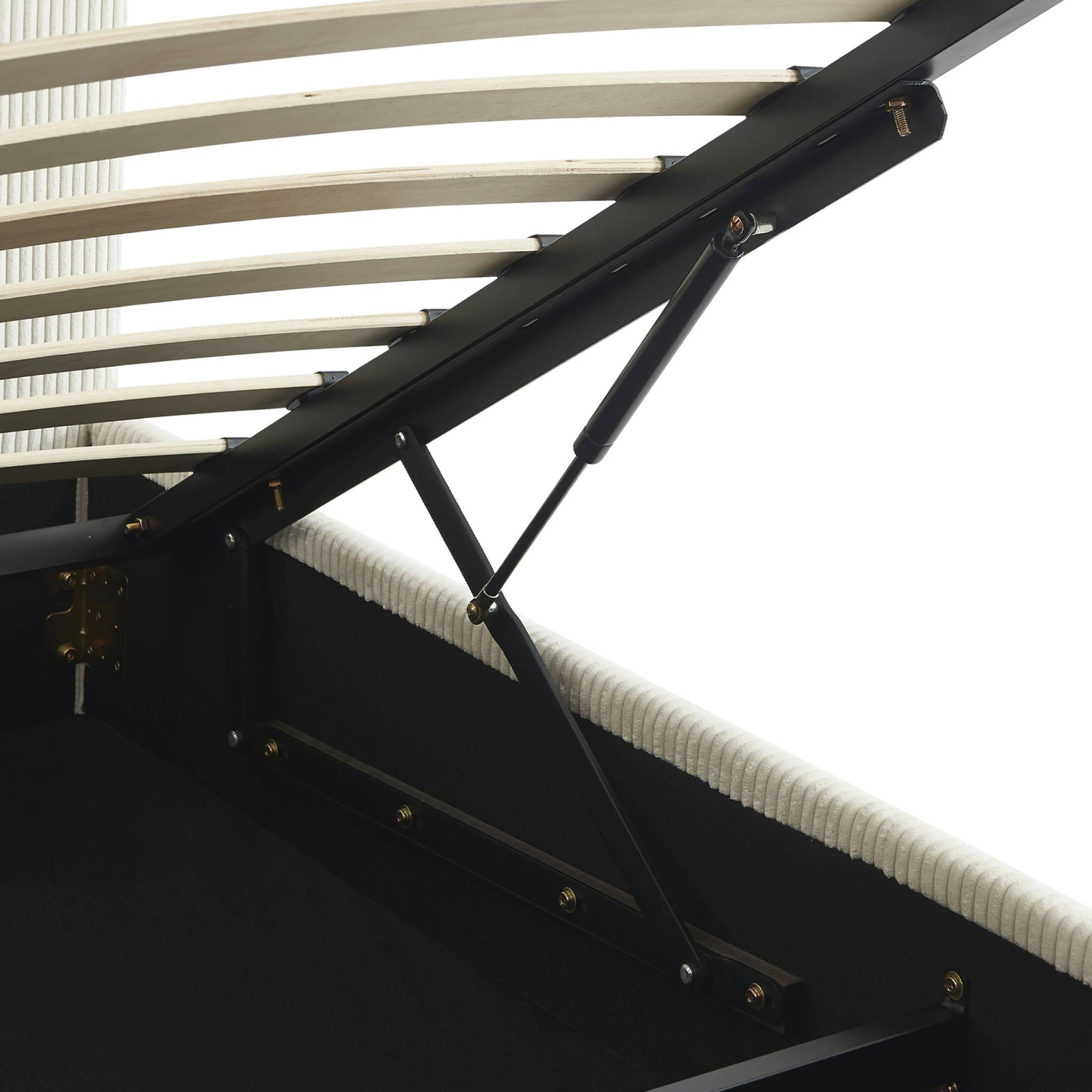 Lit coffre sommier à lattes tête de lit 140 x 190cm velours côtelé (grosse côte) AVALON