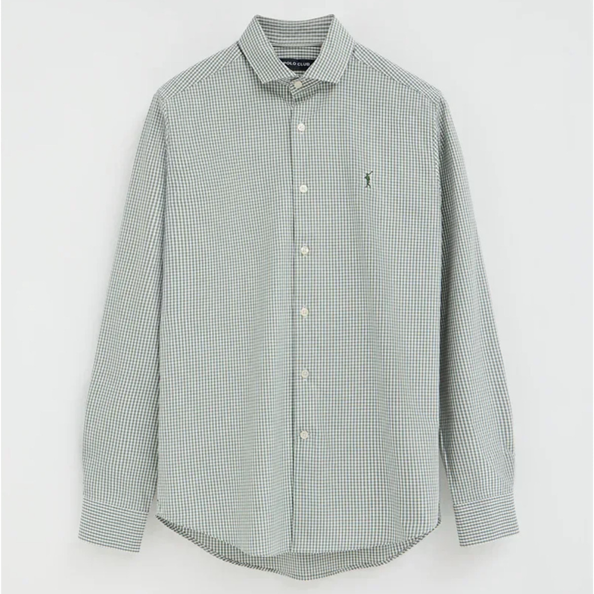 Camisa vichy verde de corte slim con logo Rigby Go