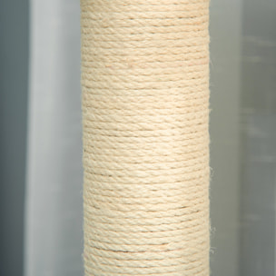 Árbol para Gatos Grande Torre Escalador con Múltiples Plataformas Cama Superior Túnel Postes Rascadores de Sisal Natural y Juguetes 49x49x130 cm Beige y Gris