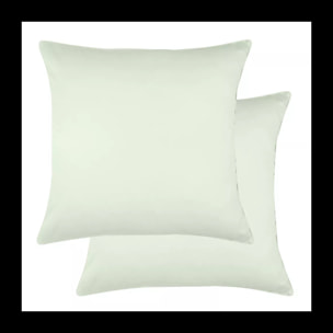 Lot de 2 taies satin de coton uni vert Ava uni vert d'eau