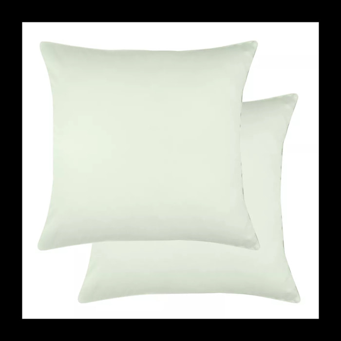 Lot de 2 taies satin de coton uni vert Ava uni vert d'eau
