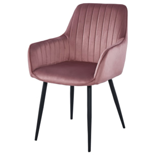 Sedia Solden in velluto rosa antico con gambe nere