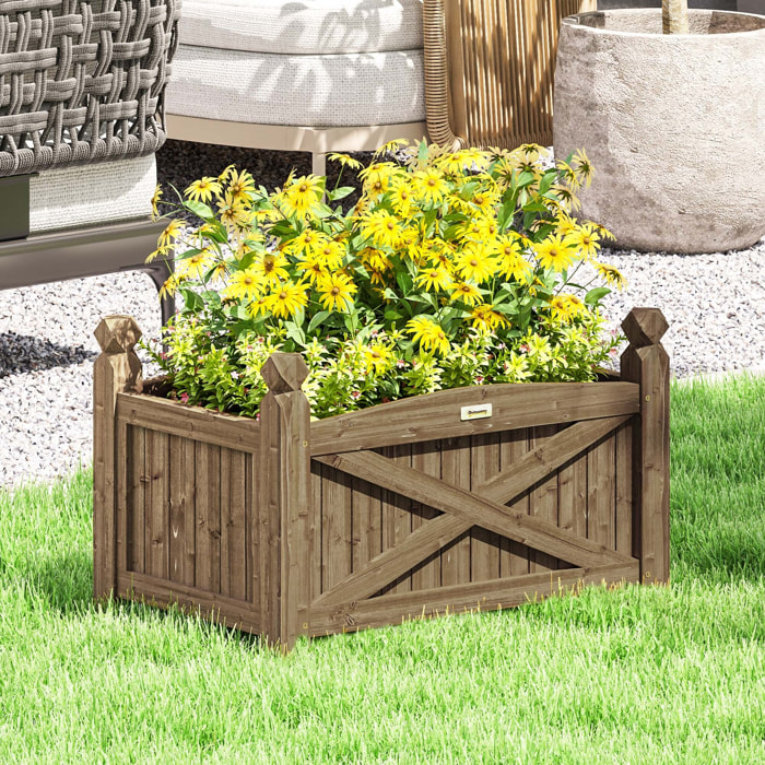 Jardinera de Madera Elevada Huerto Urbano Madera para Cultivar Plantas Flores Hierba Jardinera Rectangular para Jardín Balcón Terraza 60x39x37 cm Café Oscuro