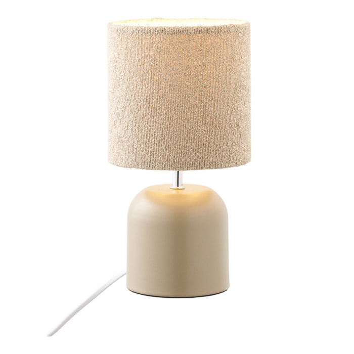 Lampada da tavolo Morley in metallo grigio con paralume in tessuto bouclé