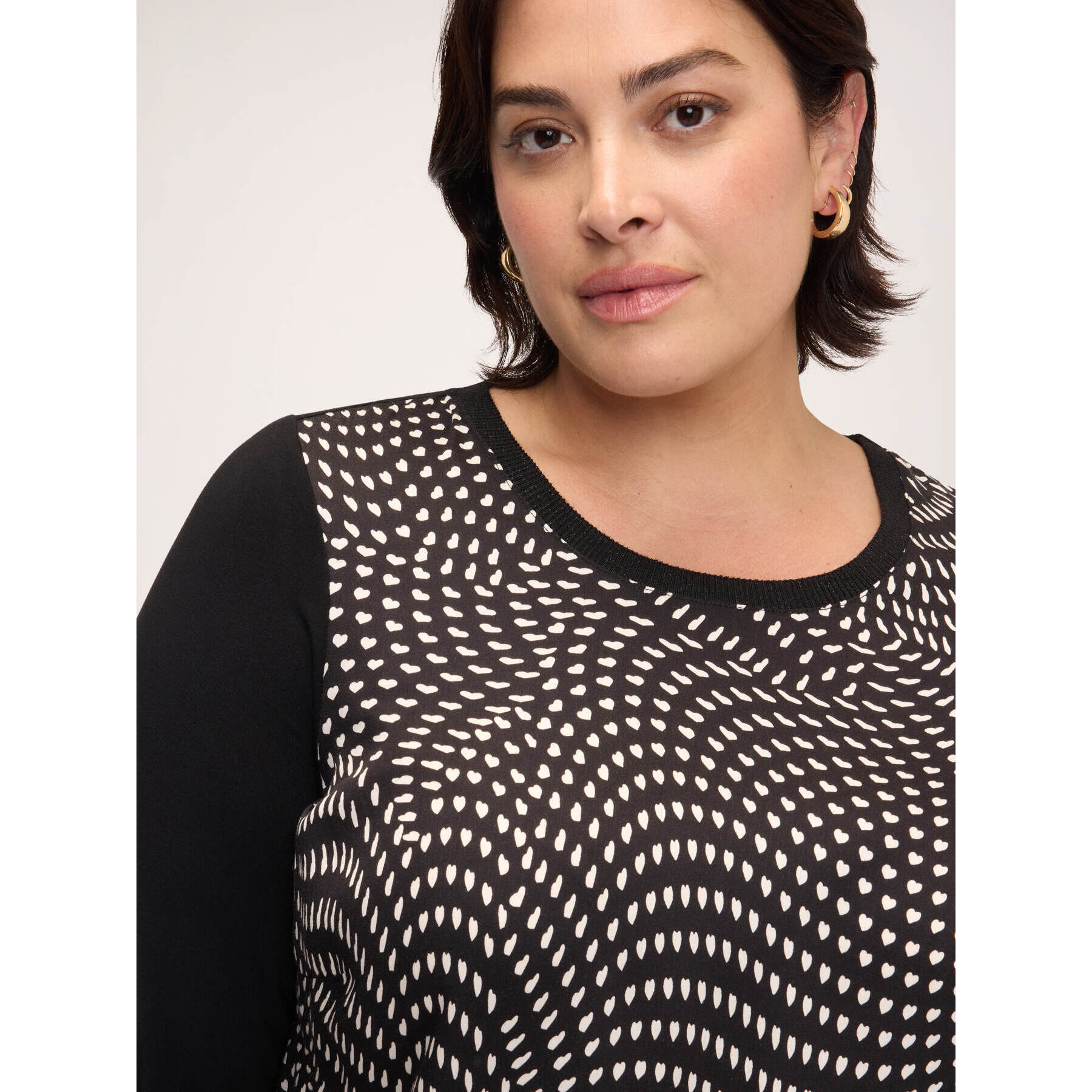 Fiorella Rubino - Camiseta bimaterial en viscosa con estampado - Negro