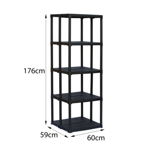 Armadio da esterno Aurelian, Scaffale outdoor, Armadio balcone multiuso, Armadietto da esterno, 100% Made in Italy, Antracite, 60x59h176 cm