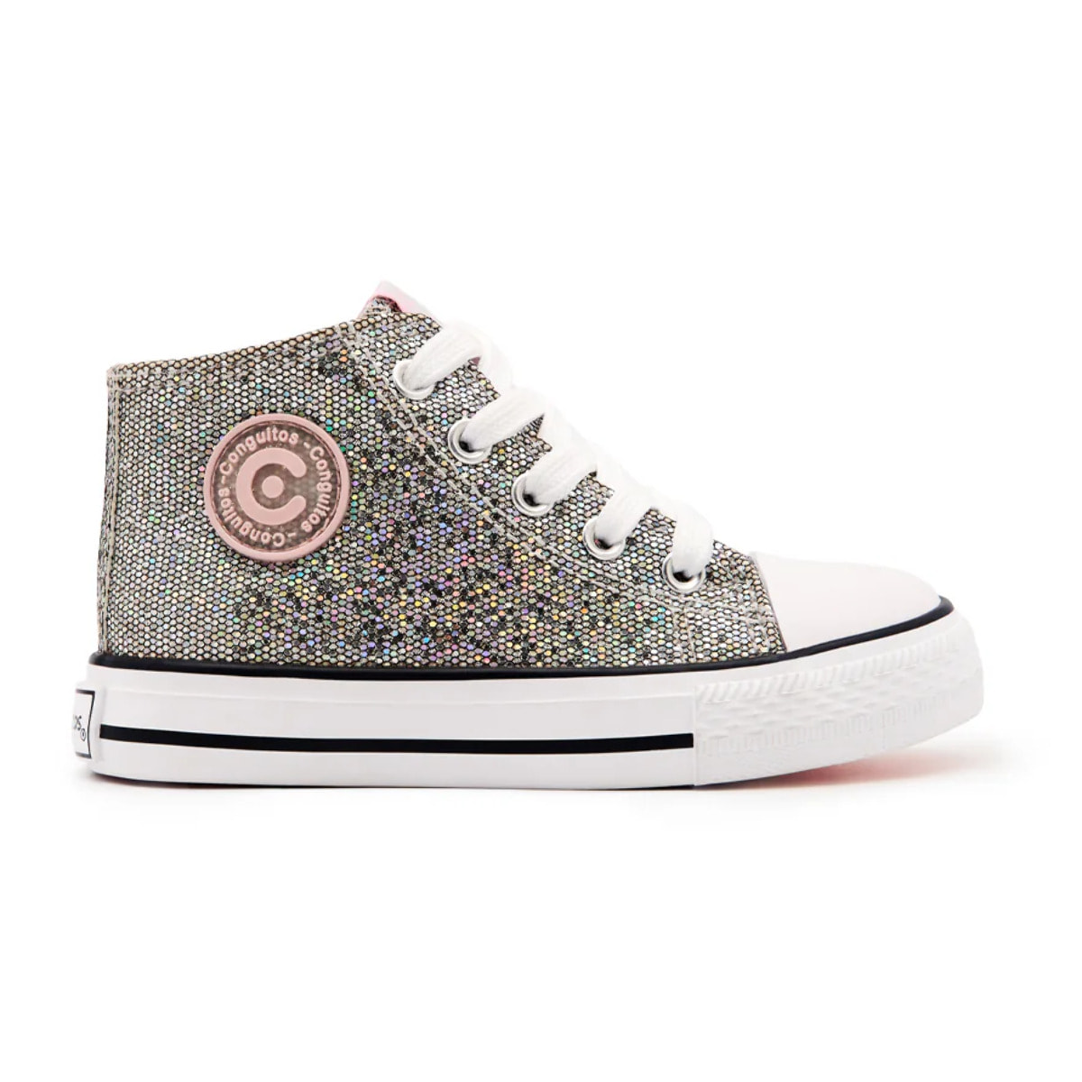 Zapatillas Altas Logo Glitter Plomo