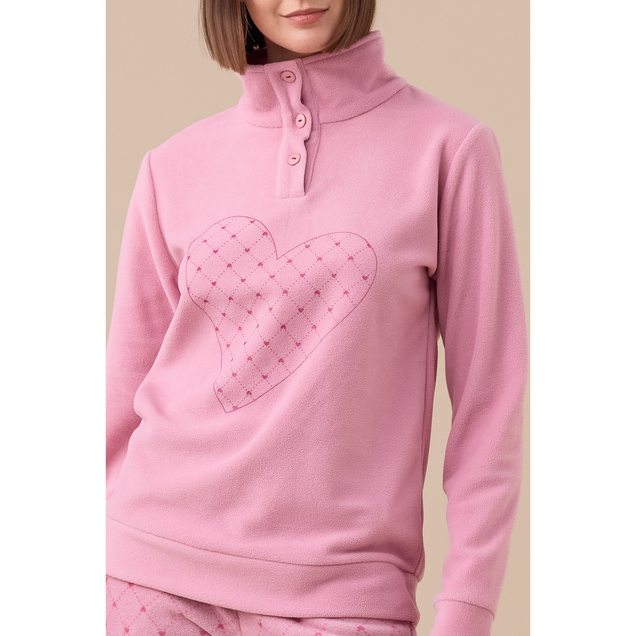 Pigiama donna invernale in micropile articolo cuore. Noidinotte