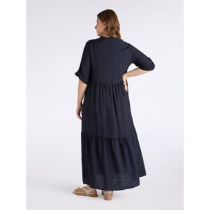 Fiorella Rubino - Vestido largo con volantes - Azul