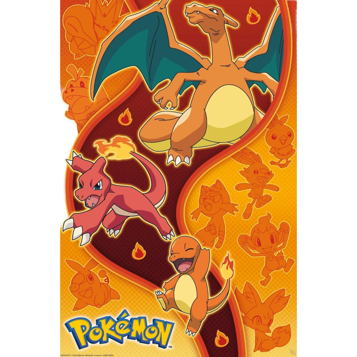 Pokemon Poster Maxi Starter Fuoco Kanto 91.5 x 61 cm Gbeye
