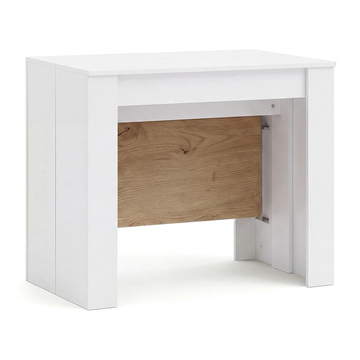 Mesa consola extensible en blanco artik y alpine oak 50-235x90 cm Denis Blanco Artik (Blanco Mate) - Alpine Oak