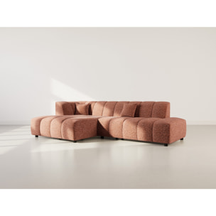 Curtis - canapé d'angle gauche 4 places sans accoudoir en tissu texturé - Terracotta