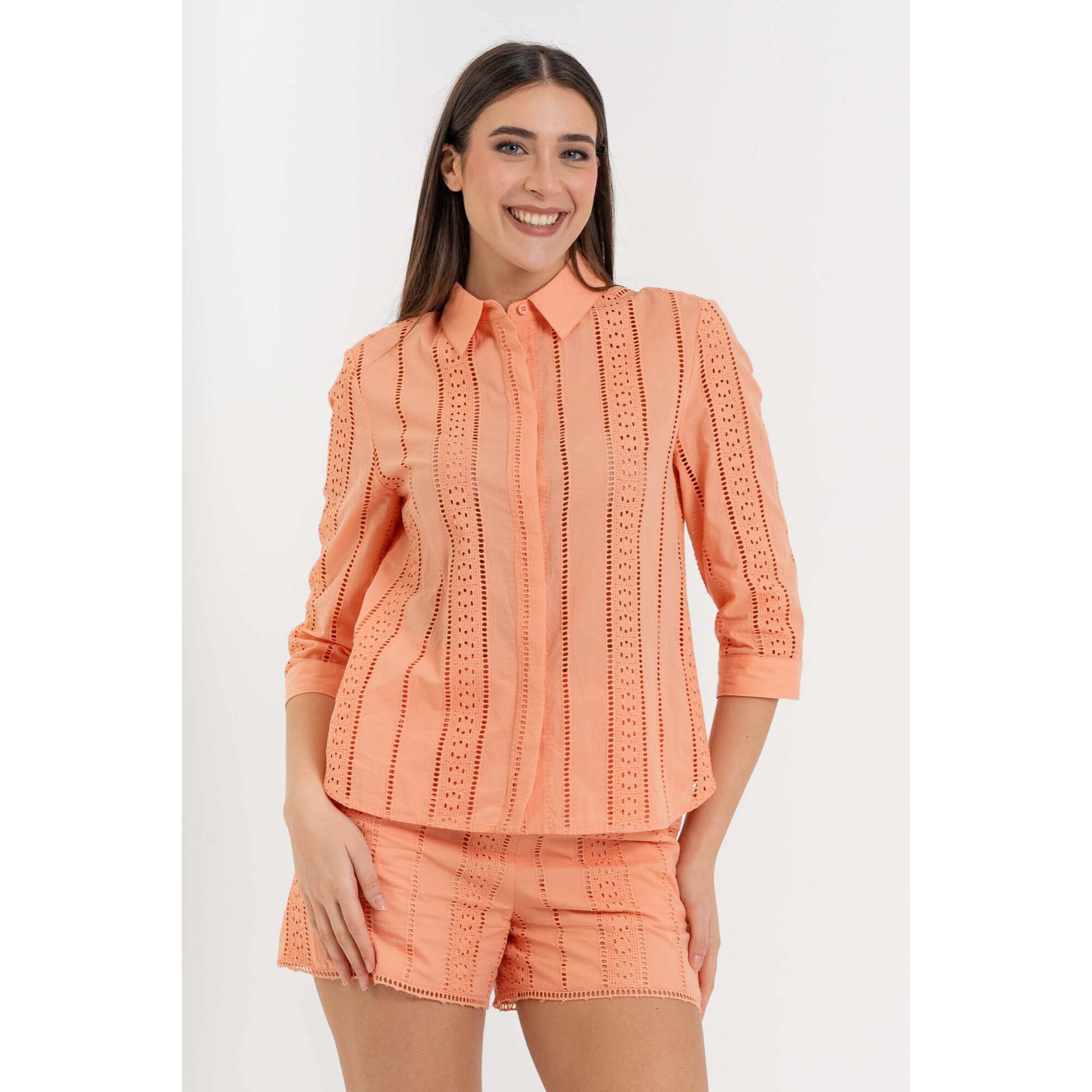 Kocca - Camicia da donna in cotone con pizzo sangallo Donna