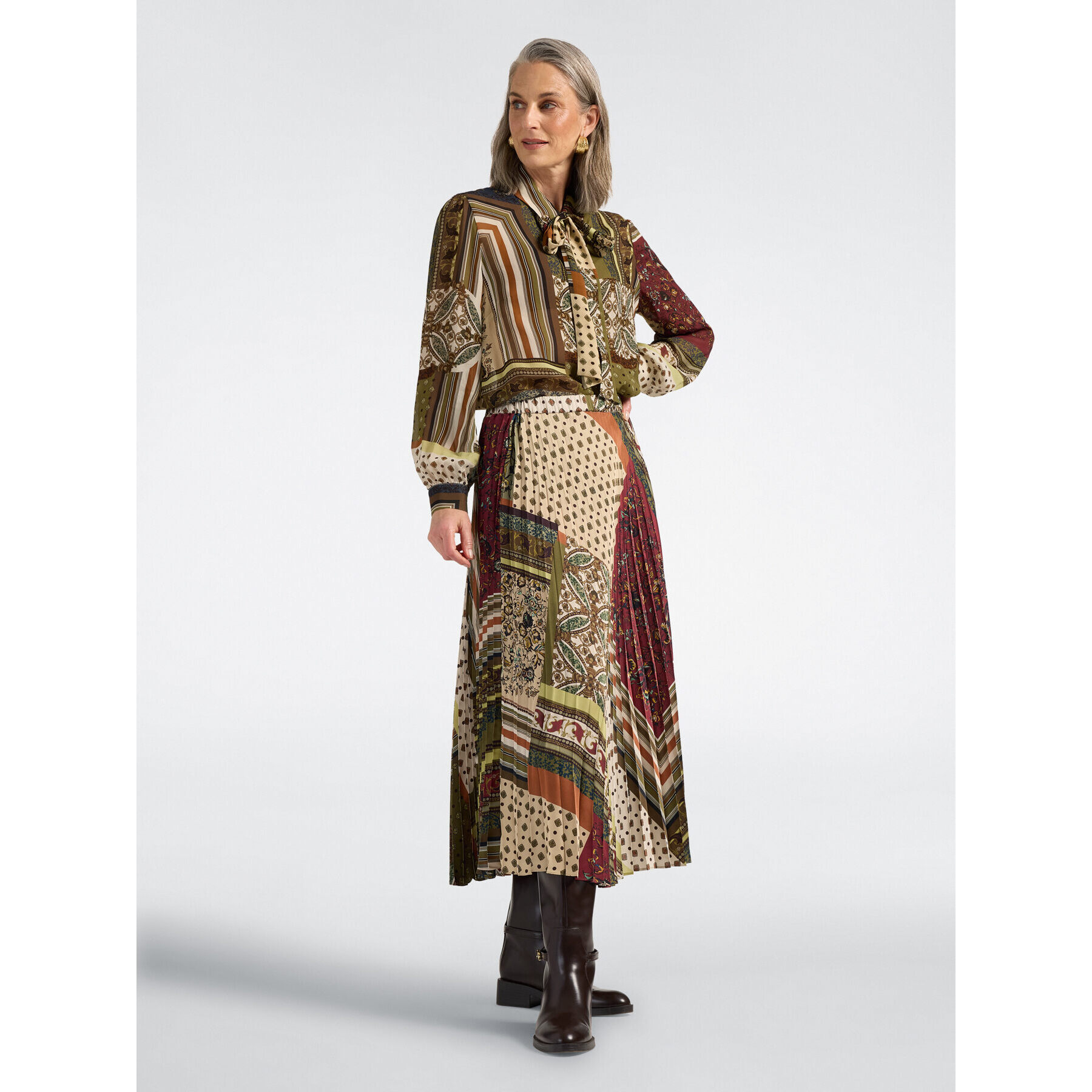 Elena Mirò - Camicia in georgette stampata - Verde militare