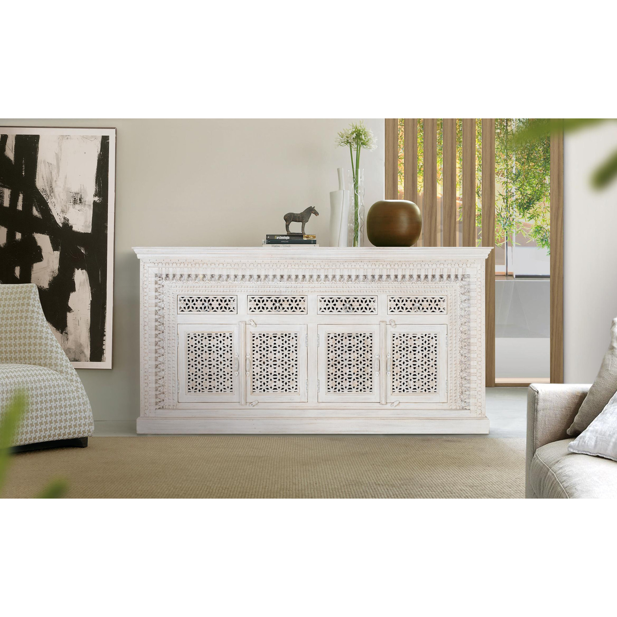 Aparador de Madera de Mango Estilo Mediterráneo Moderno