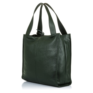 FIRENZE ARTEGIANI Borsa A Spalla da Donna Agazzano Vera Pelle Dollaro Made in Italy 34x14x32 Cm. Colore: verde scuro