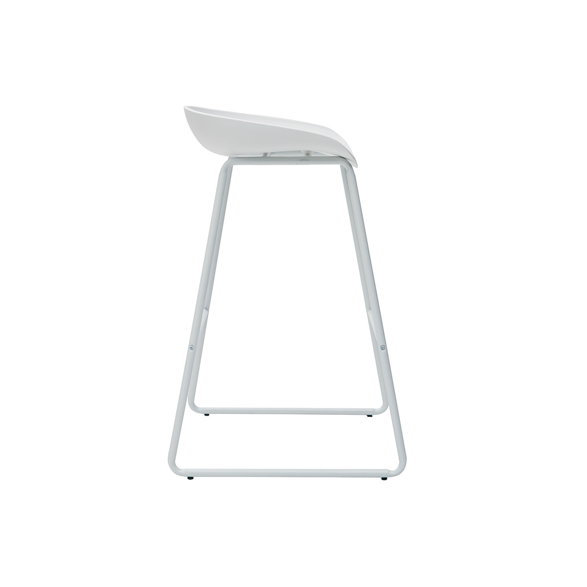 Tabourets de bar design blancs H75 cm  (lot de 2) PEBBLE