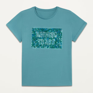 Oltre - T-shirt con ricamo in paillettes - Ottanio