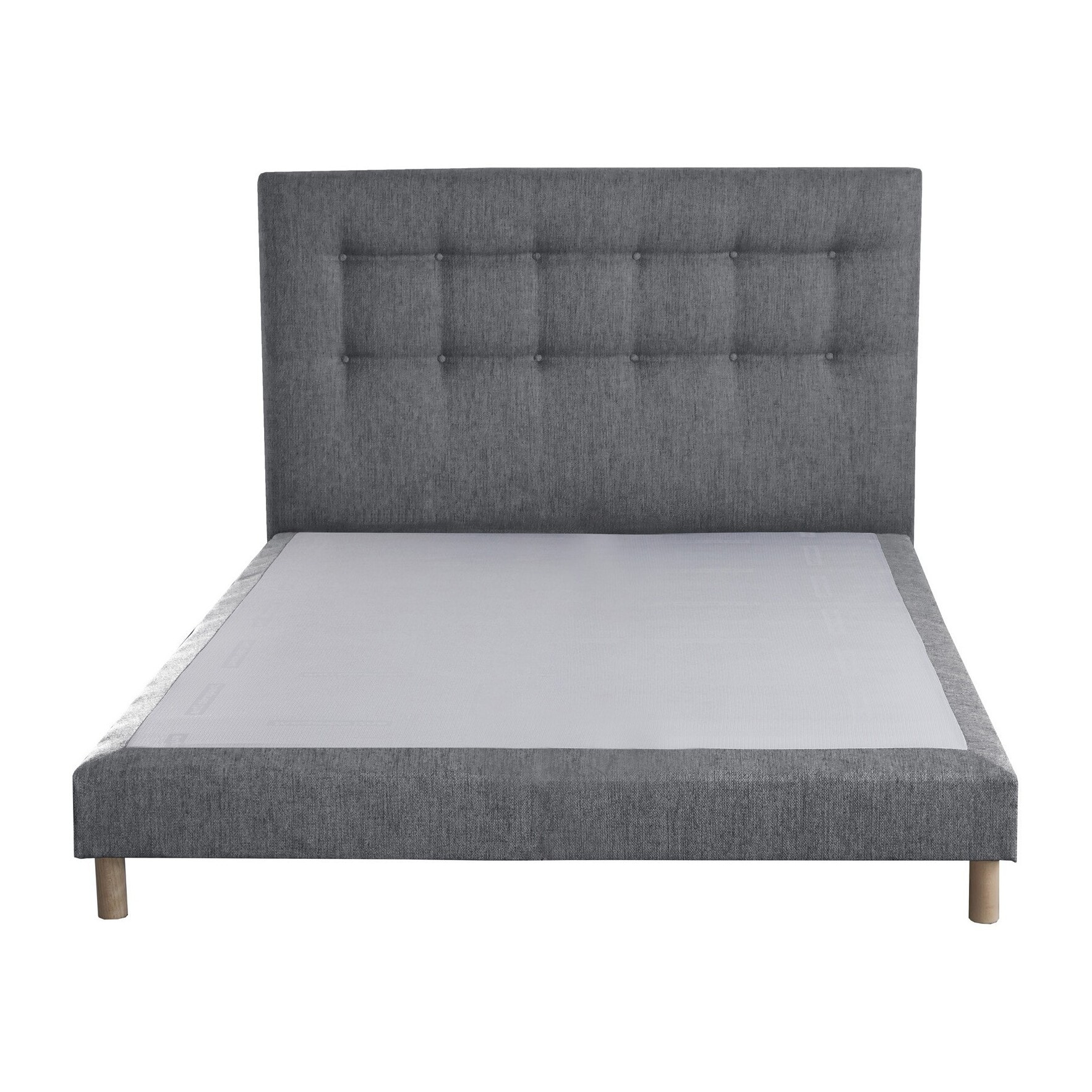 Sommier confort CRÉPUSCULE, durable avec tête de lit capitonnée - gris souris