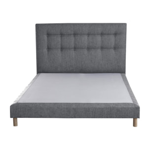 Sommier confort CRÉPUSCULE, durable avec tête de lit capitonnée - gris souris