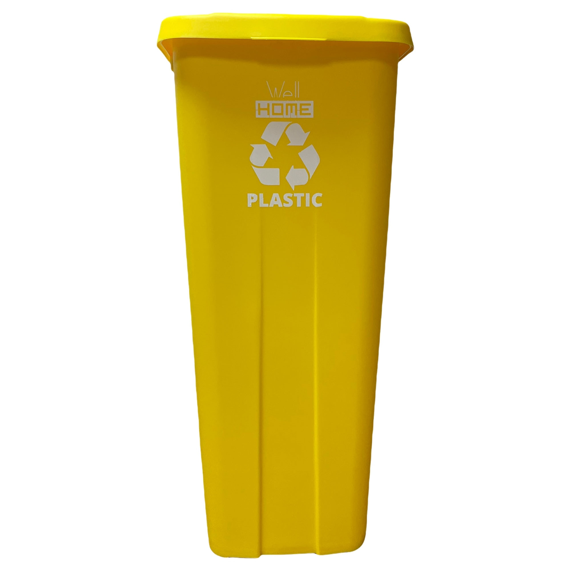 Contenedor - cubo de basura wellhome reciclo 110l, color amarilllo cerrado con tapa, ideal para reciclaje de plásticos, con ruedas