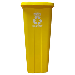 Contenedor - cubo de basura wellhome reciclo 110l, color amarilllo cerrado con tapa, ideal para reciclaje de plásticos, con ruedas