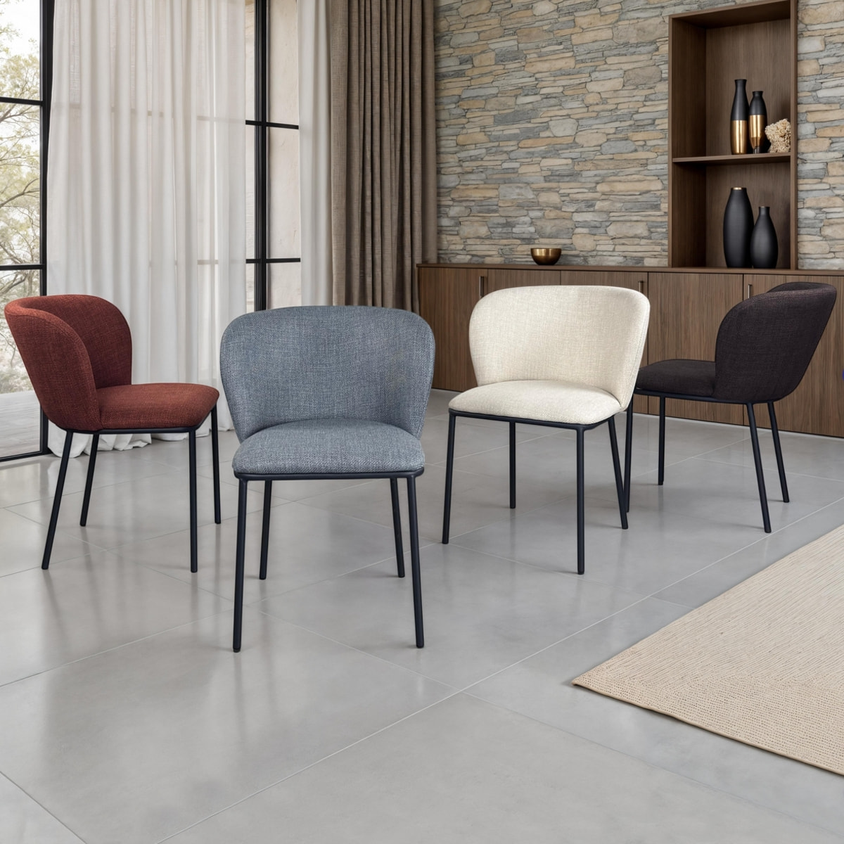 Lot de 4 chaises de salle à manger Tomasucci NENE', en tissu, beige, 60 × 56 × 76 cm