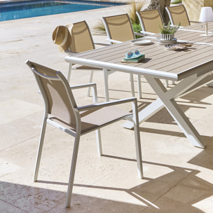 Fauteuil de jardin empilable "Essentia" lin & blanc en aluminium traité en epoxy