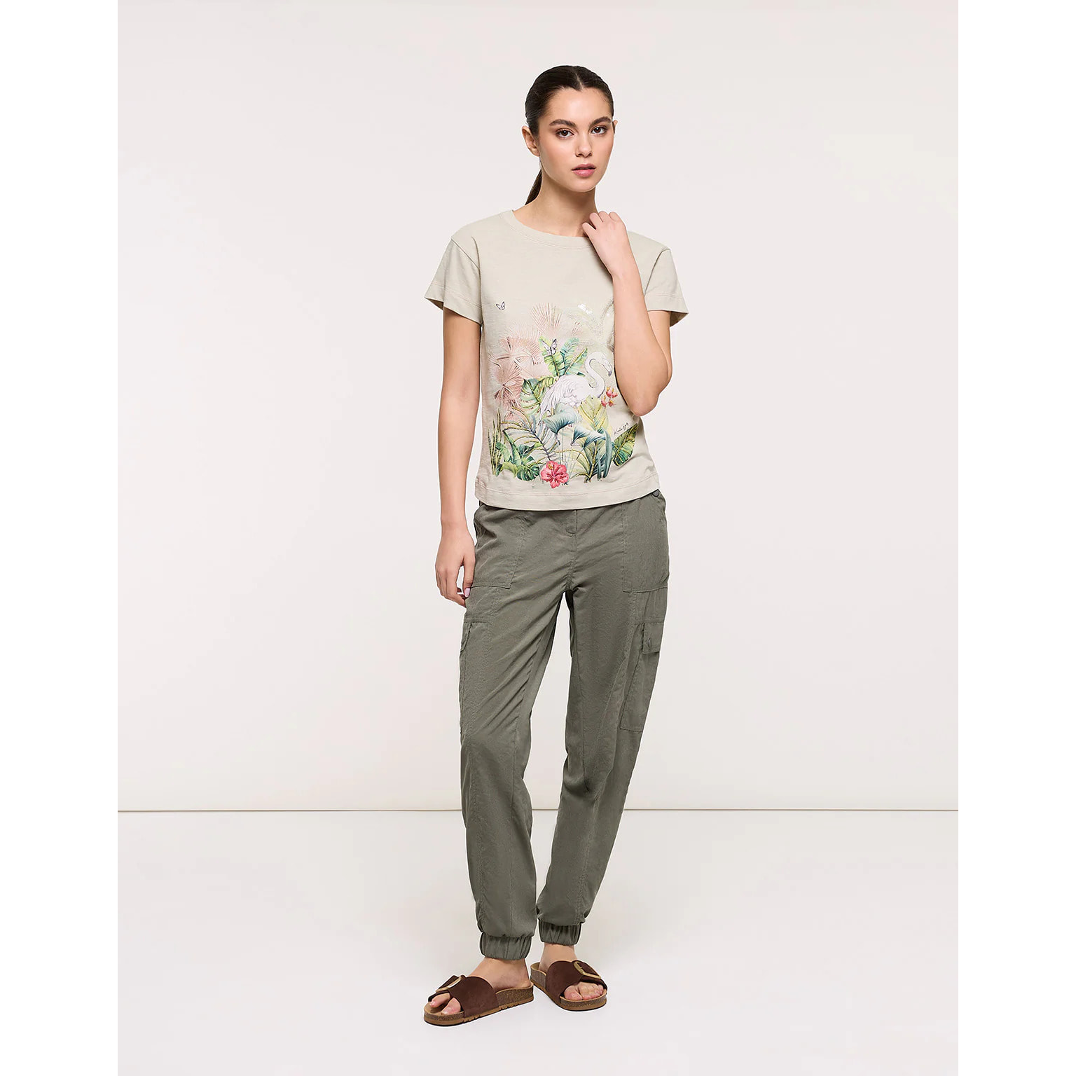 Camiseta Manga Corta Caqui - Flamira