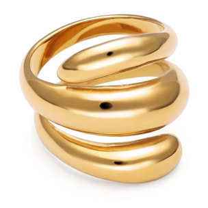 Anillo Bucle Acero Baño Oro