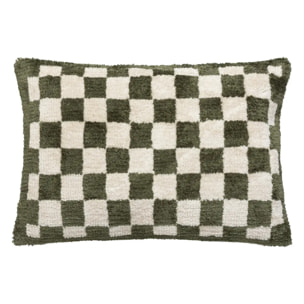 Coussin damier Itha vert kaki 38x58cm
