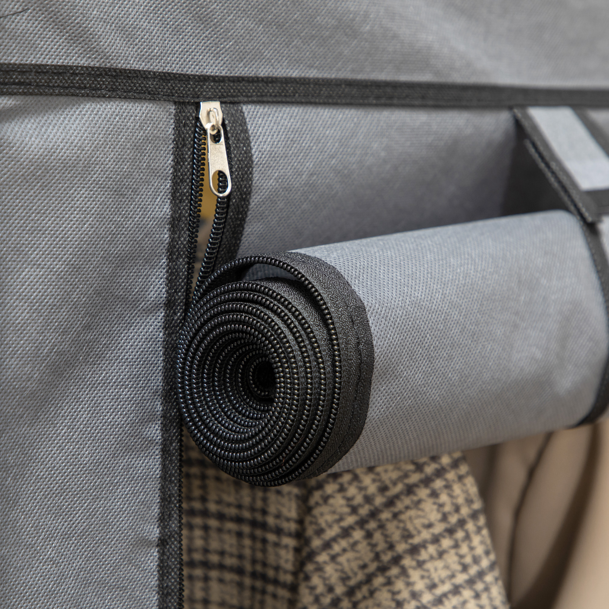 Armario de Tela Plegable, Armario Portátil con 2 Barras para Colgar, 8 Estantes, Marco de Acero, para Dormitorio, Vestidor, 125x43x162,5 cm, Gris Oscuro