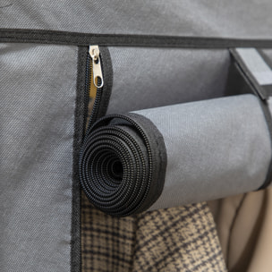 Armario de Tela Plegable, Armario Portátil con 2 Barras para Colgar, 8 Estantes, Marco de Acero, para Dormitorio, Vestidor, 125x43x162,5 cm, Gris Oscuro