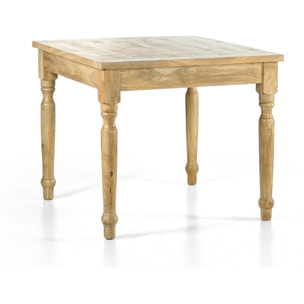 Tavolo da pranzo quadrato in mango beige decapato 80x80x77 - Salento