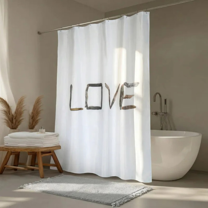 RIDEAU DE DOUCHE EN POLYESTER 180X200CM LOVE