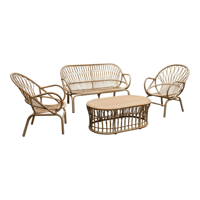 Salon de jardin en rotin tressé et métal  CAYMAN