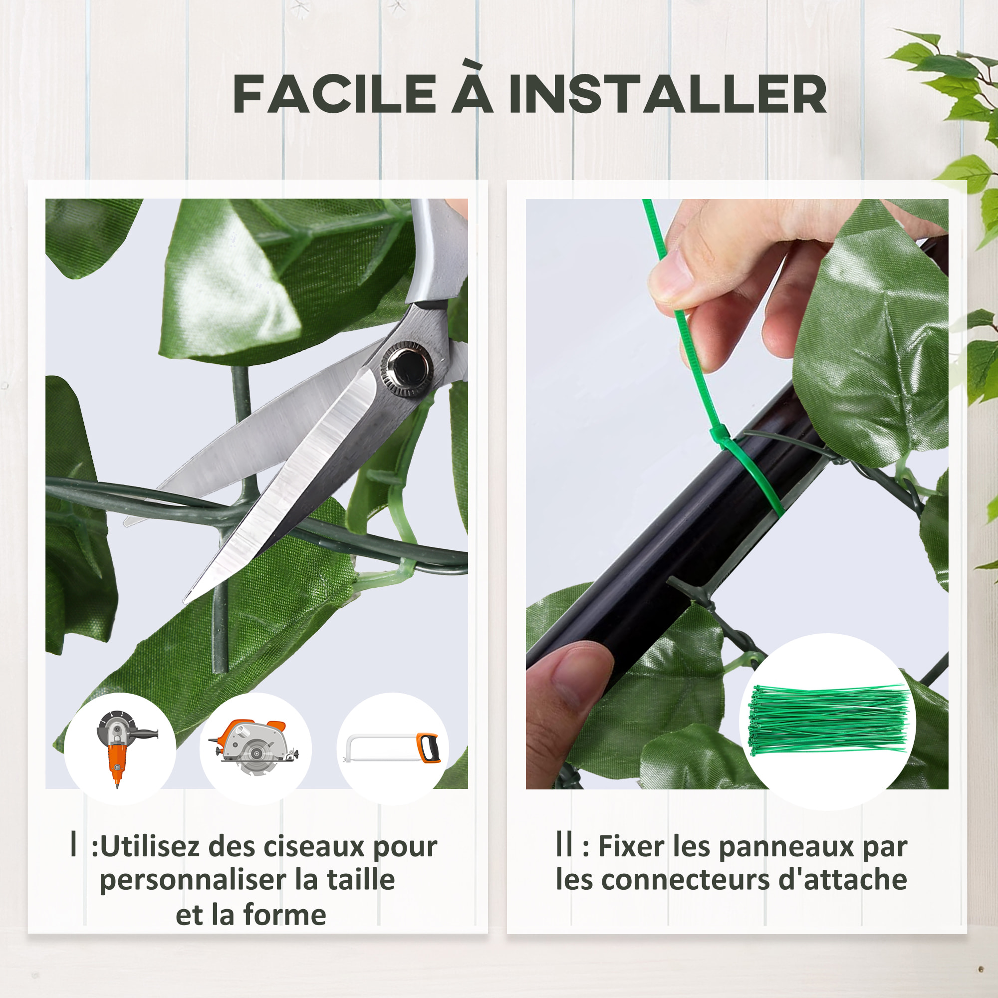 Haie Artificielle Brise-Vue décoration Rouleau 3L x 1,5H m Feuillage hêtre réaliste Anti-UV, feuilles en soie, Vert foncé