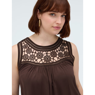 Fiorella Rubino - Top con pizzo - Marrone
