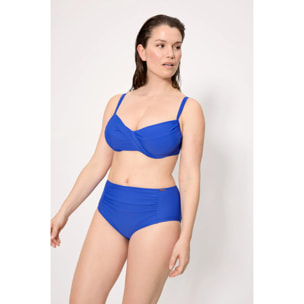 Slip bikini vita alta modellante Blu