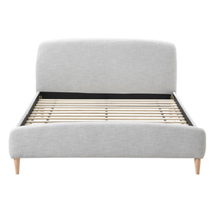 Lit 2 places 160x200 cm en tissu gris clair NIELS